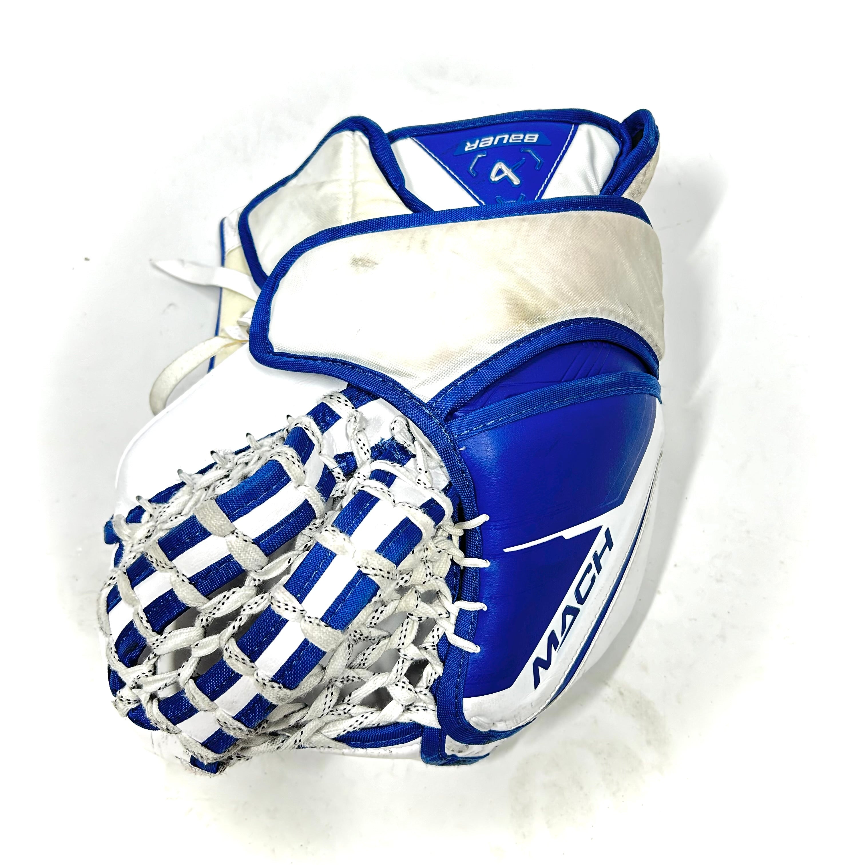 Bauer Supreme Mach - Gants Pro Stock d'occasion (blanc/bleu)